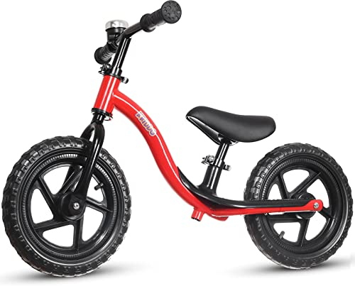 KRIDDO Kinder Laufrad ab 2 Jahre, Lauflernrad ab 18 Monaten bis 5 Jahren, interaktives Balance-Fahrrad mit Fußstütze und Lenker, Geschenk für Jungen und Mädchen zum Geburtstag, Baby Spielzeug, Rot