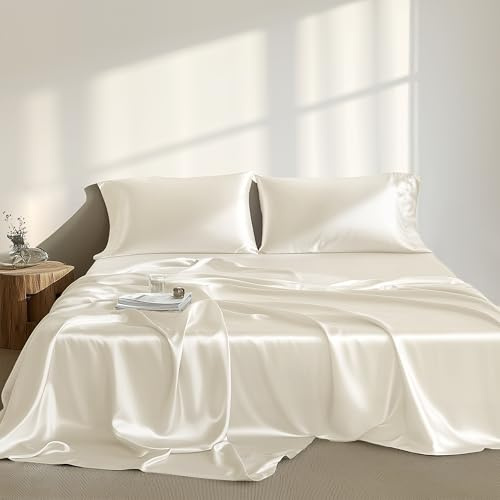 Madison Park Essentials Polyester Satin 6 Piece Sheet Set with Ivory MPE20-904, Queen