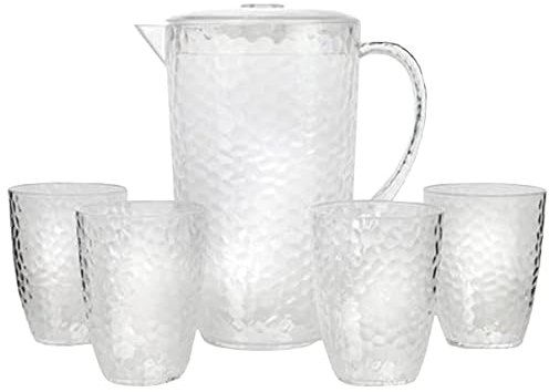 HAIZEA By Martin Berasategui - Set de jarra con vasos. Jarra 2400ml, 4 vasos 400ml. Estilo Moderno para Bebidas Jarra de Agua Agua fría Vino Leche y Jarra de Bebidas de Jugo Zumo