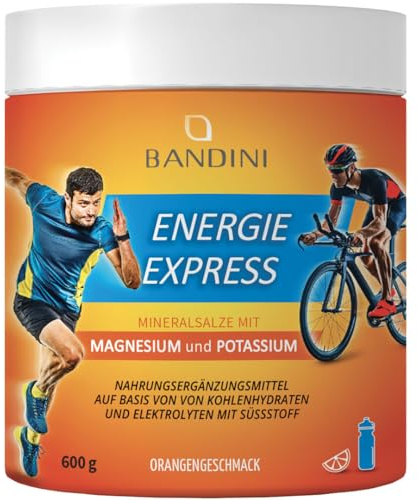 Bandini® Energia Express (MAGNESIO E POTASSIO) 600g Polvere, Sostiene l'organismo con i Sali Minerali, Integratore Alimentare a base di Carboidrati ed Elettroliti con Zuccheri, Palestra ed Allenamento