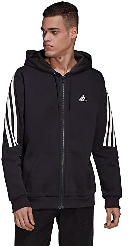 Adidas Mens Hooded Track Top M Fi 3S Fz, Black, HK4568, 2XL