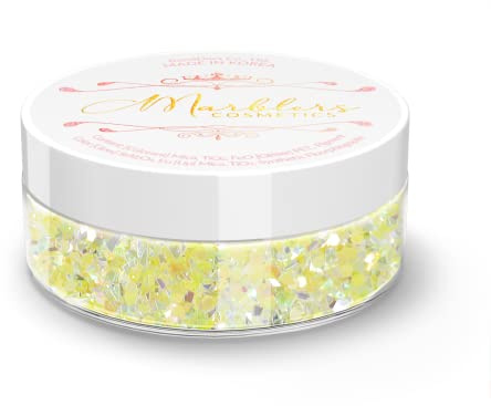 MARBLERS Cosmetic Grade Chunky Glitter [Mixed Yellow] 0.18oz (5g) | Flake | Shape | Non-Toxic | Vegan | Cruelty-Free | Eyeshadow, Nail Polish, Nail Art | Festival, Rave & Party Makeup | Body & Face