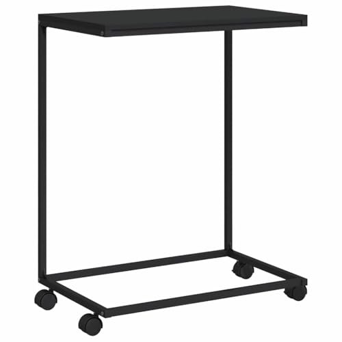 vidaXL Beistelltisch Couchtisch Kaffeetisch Wohnzimmertisch Sofatisch Telefontisch Tisch Teetisch Wohnzimmer mit Rollen Schwarz 55x35x70 cm Holzwerkstoff