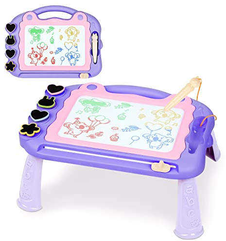 Sarsumir Magnetische Maltafel Zaubertafeln für Kinder, Zaubertafel Maltafel Magnettafel Reisegröße, Bunt Zeichenbrett für 3 4 5 Jahre alt mit 1 Magnetstift und 4 Stempel, Violett