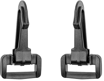 Your Day Mate Moschettone per tracolla, 2 pezzi, per larghezza cinghia 20 mm, nero, in plastica dura, fibbia a scaletta con gancio, tasca per tracolla con moschettone di ricambio