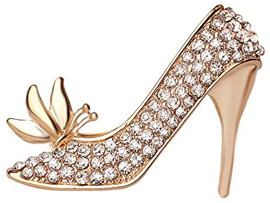 Broche délicate en forme de chaussures à talons hauts avec oxyde de zirconium étincelant Accessoires élégants pour robe de mariage Noël anniversaire bijoux tendance pour femmes et filles