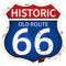 GLOBLELAND Route 66 Vintage Shield Metal Tin Sign Plaque Poster Retro Personalized Metal Wall Decorative Tin Signs 12×12inch for Home Kitchen Bar Coffee Shop Club Orchard Decoration