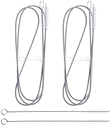 4 Stück Reinigungsbürsten,150cm/17cm Kühlschrank Abfluss Abflussreiniger Bürste/Milchschlauch Rohrreinigungsbürste,Für Aquarienschlauch,Teekanne Düse,Espresso Machines,Trinken Strohhalme(silver+white)