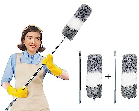 ArobiaSB Microfiber Feather Duster for Cleaning Extendable 110 Inches Long for High Ceilings Home Furniture Car Telescopic Pole Feather Dusters Telescopic Duster Extendable duster (Pack of 2)