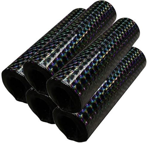 Luftschlangen Papier bunt Party Deko Geburtstag Hochzeit Set holografisch, Stück:5 Stück, Luftschlangen:Schwarz holografisch metallic