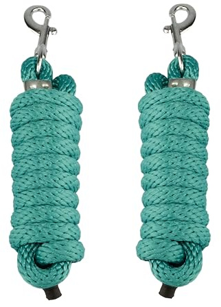 SIE Pack of 2 Solid Poly Lead Rope for Horse and Livestock 8 ft (Turquoise)