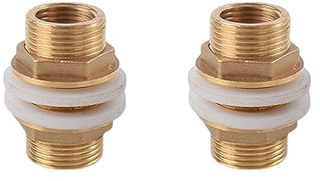 Lot de 2 passages de citerne, raccord de tonneau, traversée de réservoir en laiton, convient pour robinets, citernes et réservoirs