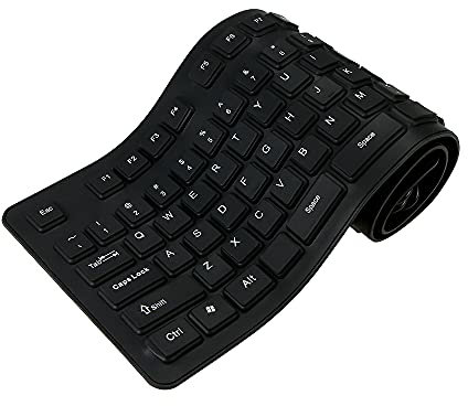 HUIOP Raton inalambrico 108 Teclas USB Silicona Flexible Plegable Teclado Impermeable a Prueba de Polvo USB Teclas silenciosas para computadora portátil Teclado de Escritorio