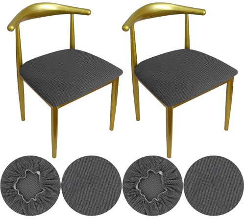 HuaLiSiJi Stuhlbezug Rund Luxuriöser Stoff, Durchmesser 36-50cm, Rund Dehnbar Knitterfrei Waschbar Staubdicht (Grau, 4)