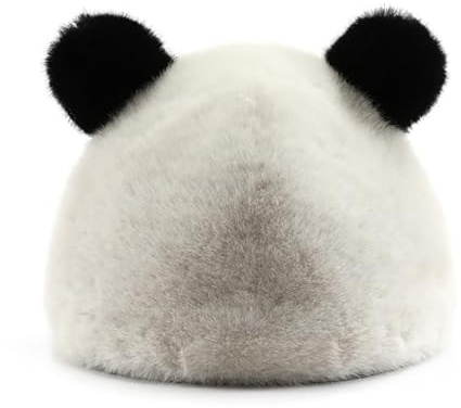 Pelzige Beanie Pelz Bär Ohr Frauen Nette Outdoor Warme Hut Plüsch Slouchy Beanies, panda, M-L