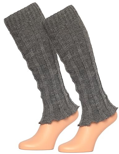MOUNTREX Women's Leg Warmers with Alpaca Wool, Leg Warmers for Autumn, Winter, Leg Warmers, One Size, 1 Pair, gray, 3XL
