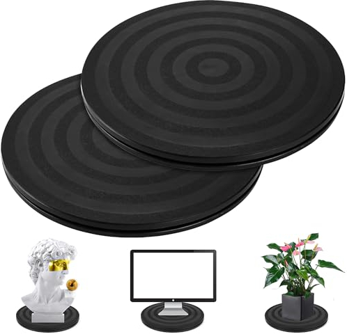 NTGRTY 2 Pezzi Supporto Girevole di 360 ° con Cuscinetti a Sfera 20CM Piattaforma Roteante Supporto Girevole Manuale di 360 ° per Giradischi per TV, Monitor, Altoparlanti (Nero)