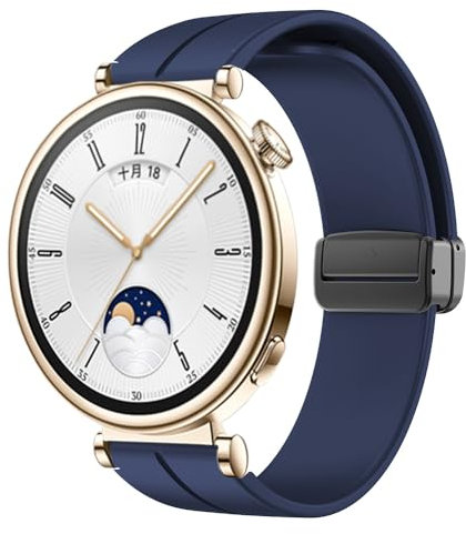 Correa magnética para Huawei Watch GT 4 41mm pulsera mujeres hombres,18 mm correa deportiva de silicona suave pulsera de repuesto ajustable impermeable para Huawei Watch GT 4 41mm,Azul medianoche
