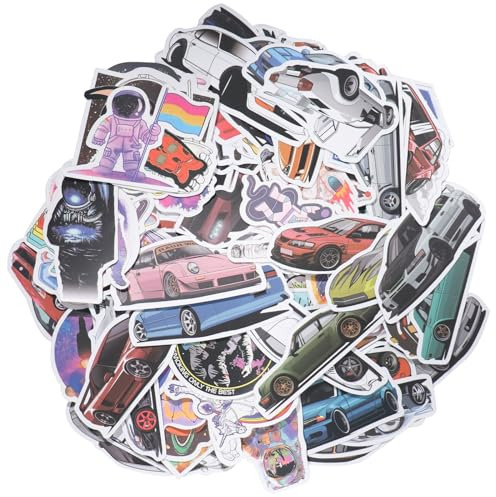 GullSkies 100 Stück Weltraum Astronaut und Cars Sticker Set, Wasserdicht Vinyl Auto Aufkleber Kinder, Personalisiert Sticker Aesthetic für Laptop Fahrrad Motorrad Scrapbooking Helm Snowboard Gepäck