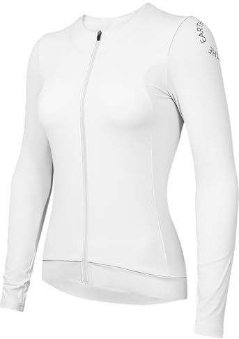 Wulibike Radtrikot Damen Langarm,Fahrradtrikot Atmungsaktiv Rennrad Trikot Hochelastisch Fahrrad Kleidung 4 Taschen Weiß M