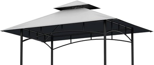 OIPUNSHLE Ersatz-Überdachung für Grillpavillon, 1,5 m x 2,4 m, doppelstöckiges Ersatzdach, Grillschutzabdeckung, Dach passend für Pavillon-Modell L-GG001PST-F (grau)