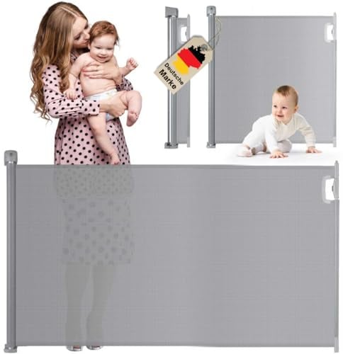 Treppenschutzgitter Türschutzgitter Rollgitter ausziehbar 0-140 cm - Schutzgitter Türgitter Baby, Haustiere - ideal für Treppen, Türen & Flure - Kinder- & Haustiersicher - Schließt automatisch