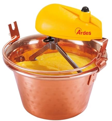 Ardes, Kupfertopf, Durchmesser 24 cm, Marmeladen-Polenta-Mixer, mit Elektromotor, Bajonettverschluss, einfache Reinigung, Polenta-Wender, 2/4 Portionen, AR24AM40, Kupferfarben
