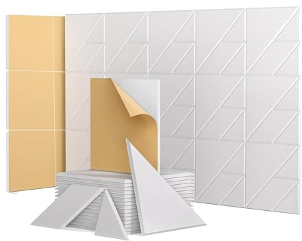 Rordigo Schalldämmende Wandpaneele, selbstklebend, akustische Paneele, 30,5 x 30,5 x 10,1 cm, für Zuhause und Büro, 12 Stück