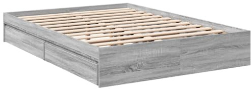 vidaXL Bettgestell, Bett mit Schubladen für Schlafzimmer, Bettrahmen mit Lattenrost, Schlafzimmerbett Doppelbett, Grau Sonoma 140x200cm Holzwerkstoff