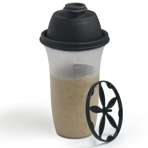 SIGNORA WARE Shaker Protéiné de 500ml, pour Boisson Protéinée, Compléments Alimentaires En Poudre, Protéines de Musculation, Vinaigrettes, Gourdes de Sport Sans BPA