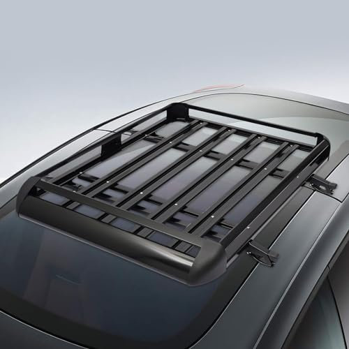 VonVVer Barres de toit de voiture en aluminium - 127 x 97 cm - Panier à bagages - Capacité de 68 kg - Universel - Noir - Porte Velo Toit