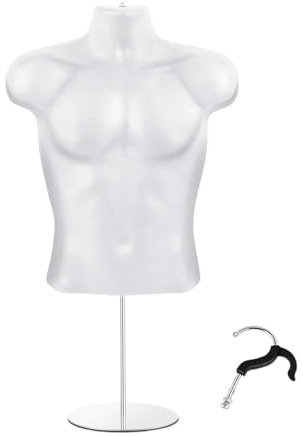 Perfeclan Schaufensterpuppe Torso Leichtgewicht Einstellbare Höhe Hohlrücken Körper Torso Schneiderpuppe, Männlich