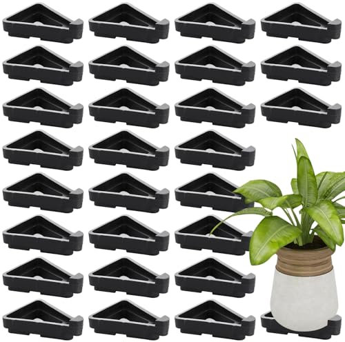 GBACHOOSE 48 Pcs Pot Toes Plant Feet, Triangle Flower Pot Feet, Plastic Pot Feet for Outdoor Plant Pots, Invisible Flower Risers Potted Triangle Stand for Indoor and Outdoor(Black)