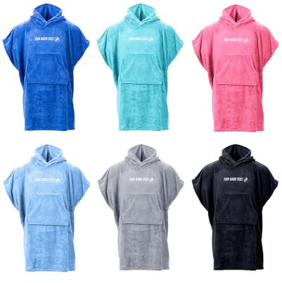 Two Bare Feet Kids Towelling Changing Robe - Quick Dry Microfibre Towel | Hooded Cover-Up for Boys & Girls | Soft, Lightweight & Absorbent | Ideal for Beach, Pool & Outdoor Adventures (Stone - Small)