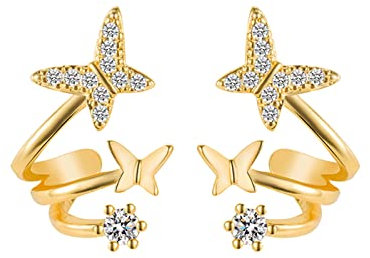 YPOSPDD Diamant-Ohrringe in Reiner Farbe, Ohrstecker for Frauen, Teenager, Mädchen, minimalistische Manschetten-Piercing-Ohrstecker, Wickel-Trend-Ohrringe, LED-Ohrringe for Frauen