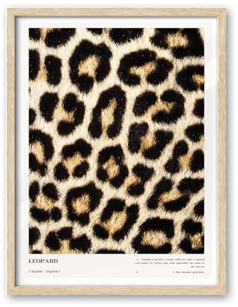 iHery Gerahmte Wandkunst aus natürlichem Eichenholz, Leopardenmuster, 30,5 x 40,6 cm, über dem Bett, Schlafzimmer, trendige schwarze Rosetten, abstrakte Badezimmer-Wandkunst, Set mit 1 abstraktem