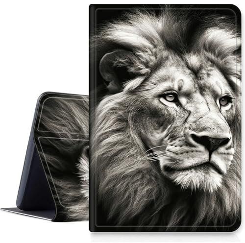 DIGTIALLL Case for Amazon Kindle Fire HD 10 Tablet (9th/7th/5th Generation,2019/2017/2015 Release) 10.1 PU Leather Smart Protective Cover with Auto Sleep/Wake,Lion