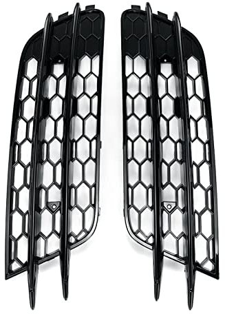 2 STÜCKE RS6 Stil Auto Nebelscheinwerfer Kühlergrill Abdeckung Trim Glänzend Schwarz Nebelscheinwerfer Grill Kompatibel for Audi A6 C7 Limousine 2012 2013 2014 2015