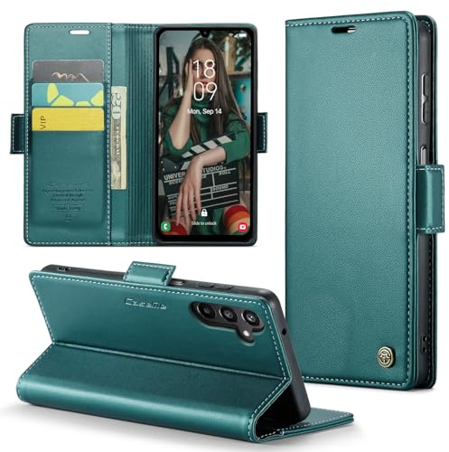Rerzoiro Cover per Samsung Galaxy A15 4G/5G Custodia Portafoglio [Blocco RFID] Premium Pelle PU Wallet Case Flip Libro con Porta Carte Slot Supporto Flip Case per Samsung Galaxy A15 5G, Blu-verde