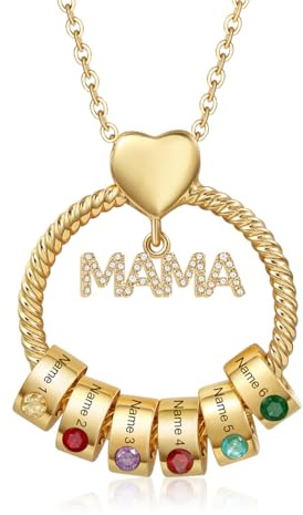 Wamantic Kette Damen Geschenke für Mama - Personalisierte Gold/Silber MAMA Ketten mit 1–5 Namen Halskette Schmuck Charms Anhänger für Mutter Tochter Weihnachten Muttertag Geburtstag