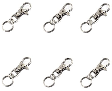 Keychain Hook Lobster Swivel Clasps Trigger Clips Swivel Keyrings and DIY Bags 6pcs Silver