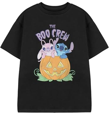 Disney Lilo & Stitch Girls Graphic Tee | Grey Short Sleeve T-Shirt | Boo Crew Kids Top | Cute Stitch Character Shirt | Girls Apparel | Fun Cartoon Tee for Children & Teens