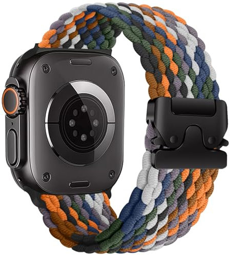 Geflochtenes Armbänder für Apple Watch Ultra/2 Armband 49mm 46mm 40mm 44mm 45mm 41mm 42mm 38mm,Elastisches Nylon Strap Fallschirmverschluss Band für Apple Watch 10 iWatch 9 8 7 6 5 4 3 SE/2 Apfelband