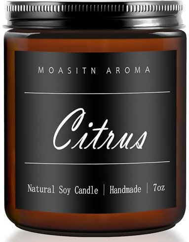 Wiuses Vela aromática celestial de cítricos, vela de soja natural, vela de aromaterapia de combustión limpia, vela hecha a mano regalo para mujeres, hombres para verano, vacaciones, relajación
