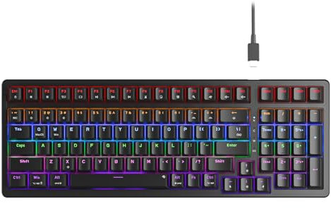 NEWMEN GM328 Mechanical Keyboard - 100 keys Wired mechanical Keyboard with Number Pad, QWERTY Layout 18 LED Backlit Rainbow Modes & Ergonomic Design Gaming Keyboards for PC Gaming/Office Work