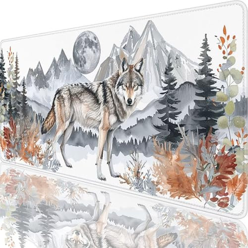Gaming Mouse Pad Grey, Large Mouse Mat 1600x800x3 mm Mousepad Mountain Desk Pad with Stitched Edges, Extended XXL Mousepad Waterproof Soft Cloth, Desk Protector Mat for Office Decor Gifts Men 96-Qi