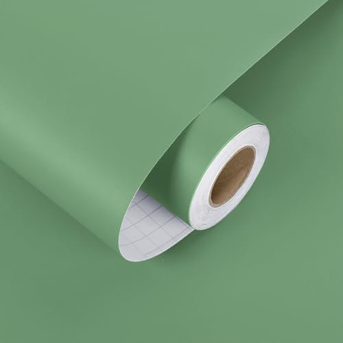 Yullpaper Plain Green Wallpaper for Living Room Furniture Contact Paper Vinyl Wrap For Kitchen Cupboards Green Sticky Vinyl Roll Kitchen Bathroom Wallpaper Waterproof Adhesive Table Cover 40cm x 200cm