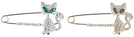 ARFUKA 2 Stück Funkelnde Katzen Broschen Sicherheitsnadeln mit Strass Modisches Schmuckstück für Kleidung & Accessoires