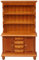 Dollhouse Bookshelf Cabinet 3 Tier 1/12 Scale Wooden Miniature Bookshelf Cupboard Double Door Dollhouse Furniture with 4 Drawers Mini Storage Hutch for Kitchen Decor
