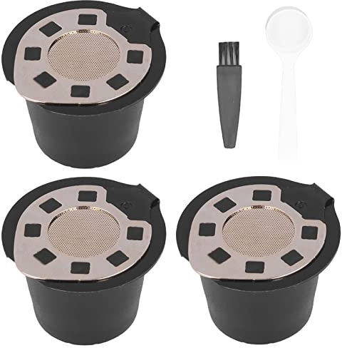 Fictory Capsules de café réutilisables de 50 ml pour Nespresso, filtre en acier inoxydable avec cuillère et brosse, solution écologique et économique